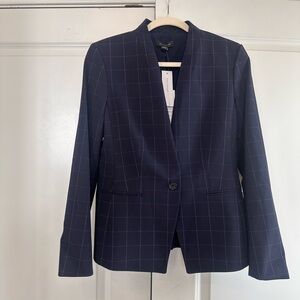 Ann Taylor Navy Windowpane Blazer